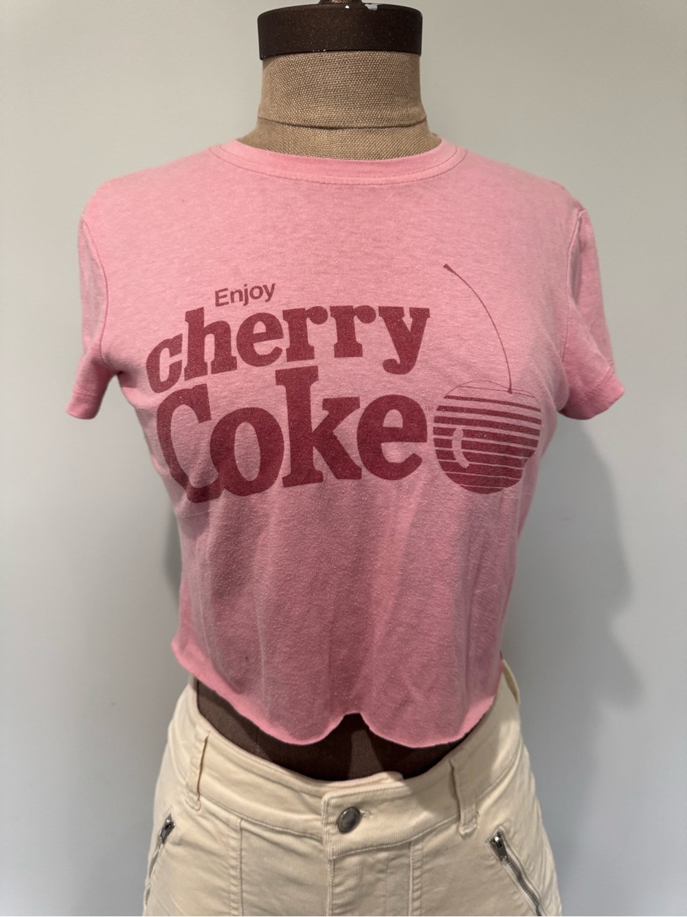 Enjoy Cherry Coke Pink Graphic Tee size M